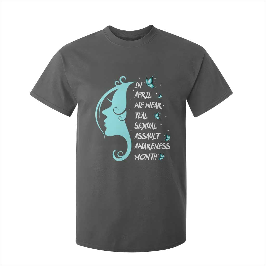 Sexual Assault Awareness Month T Shirt For Kid In April We Wear Teal Ribbon TS14 Dark Heather Print Your Wear