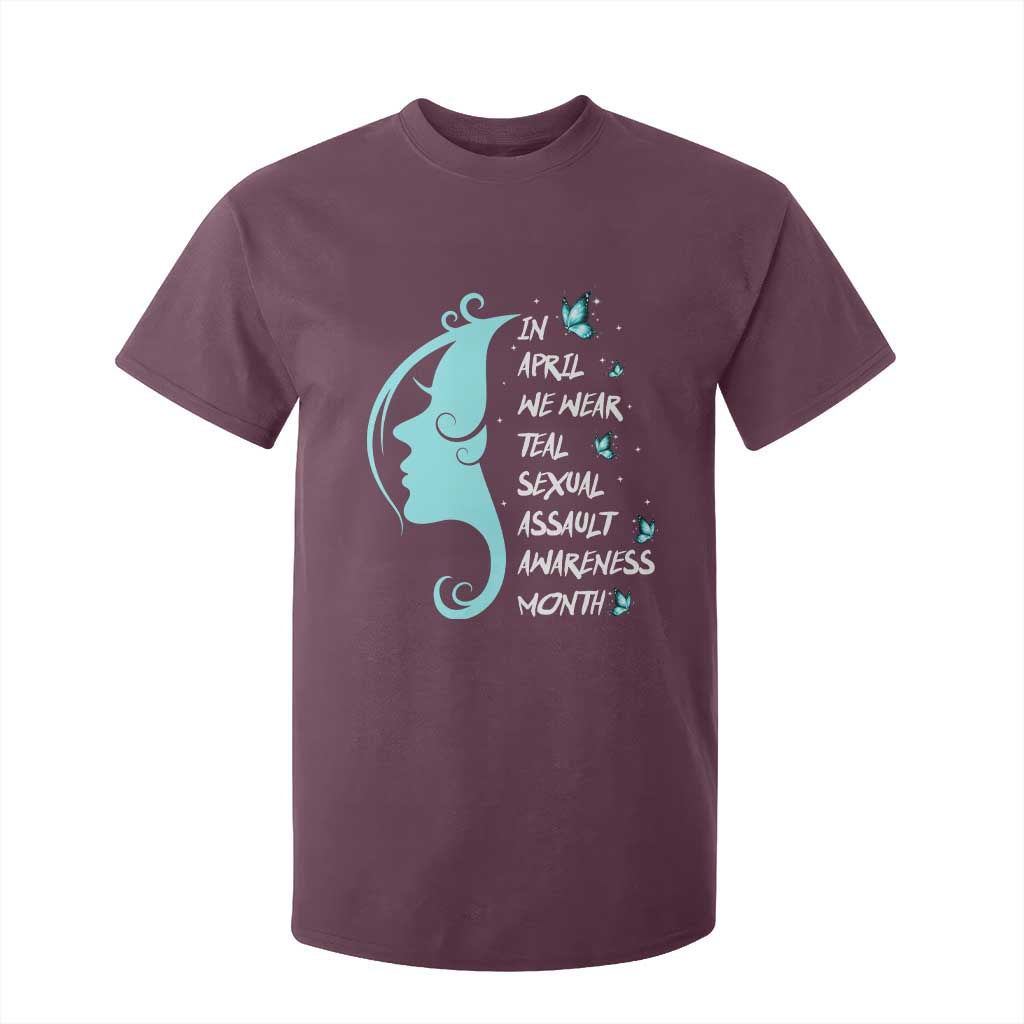 Sexual Assault Awareness Month T Shirt For Kid In April We Wear Teal Ribbon TS14 Maroon Print Your Wear