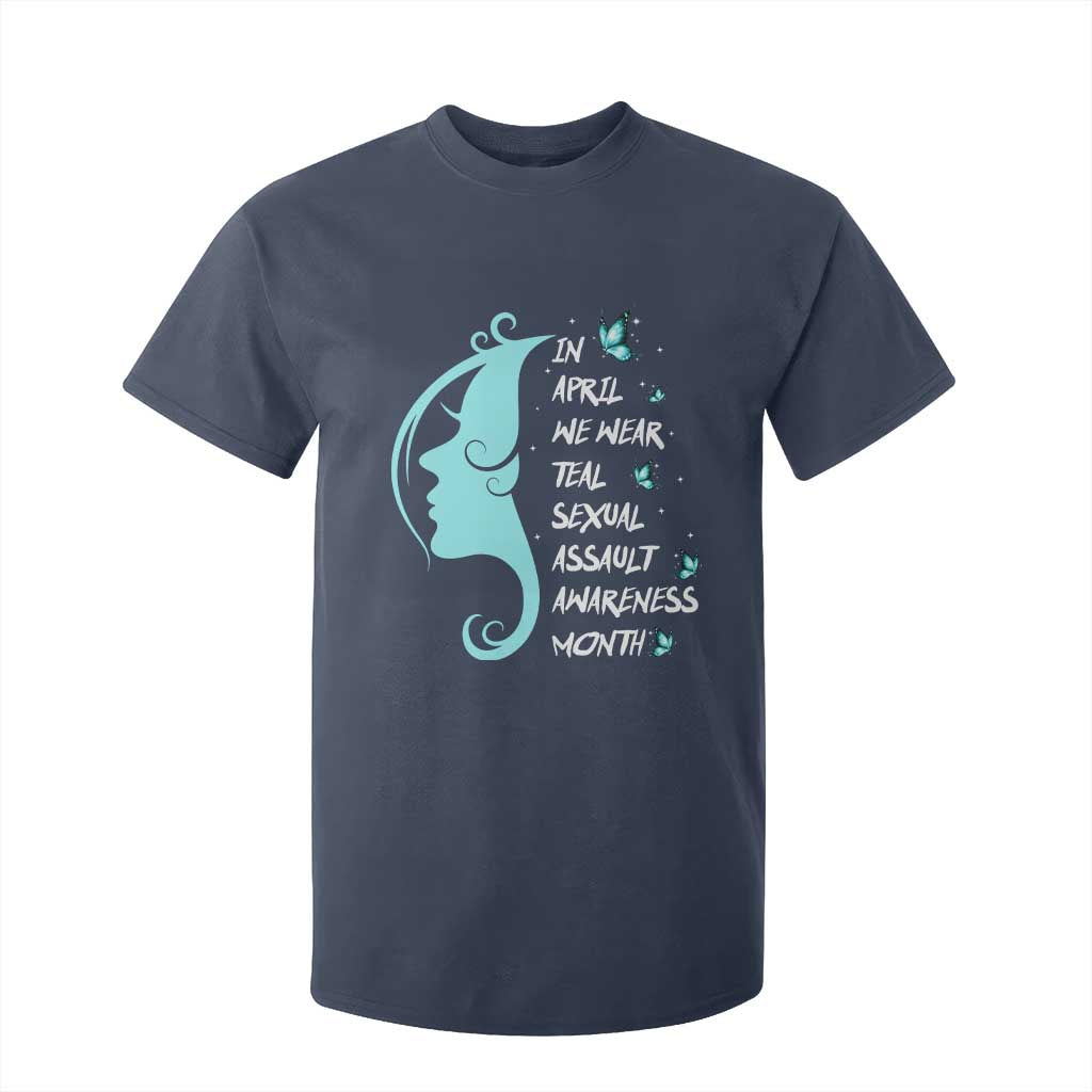 Sexual Assault Awareness Month T Shirt For Kid In April We Wear Teal Ribbon TS14 Navy Print Your Wear