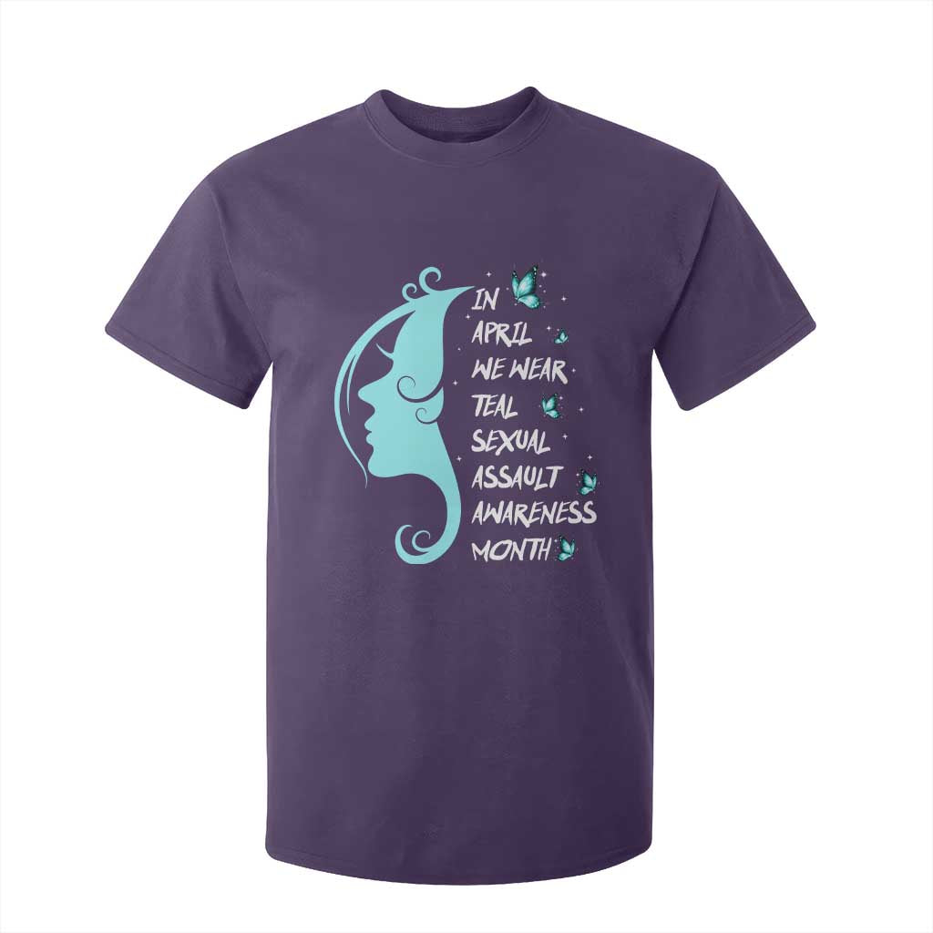 Sexual Assault Awareness Month T Shirt For Kid In April We Wear Teal Ribbon TS14 Purple Print Your Wear