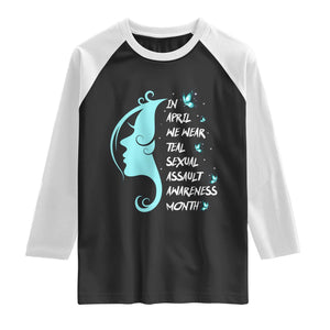 Sexual Assault Awareness Month Raglan Shirt In April We Wear Teal Ribbon TS14 Black White Print Your Wear