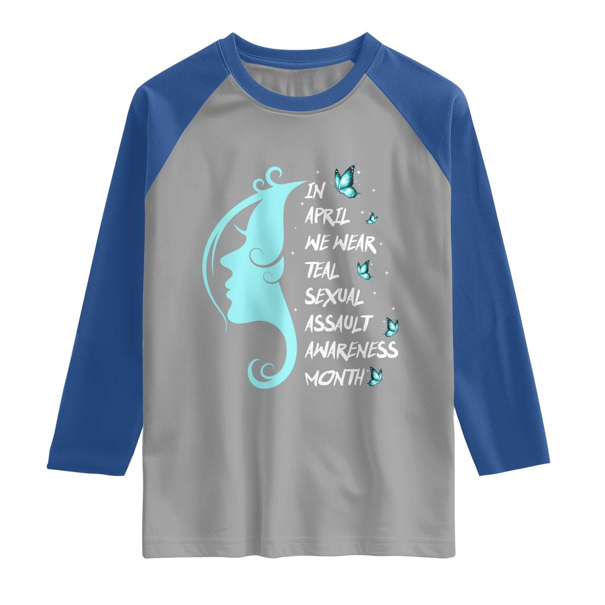 Sexual Assault Awareness Month Raglan Shirt In April We Wear Teal Ribbon TS14 Sport Gray Royal Print Your Wear