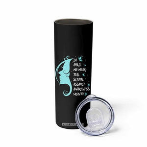 Sexual Assault Awareness Month Skinny Tumbler In April We Wear Teal Ribbon TS14 Print Your Wear