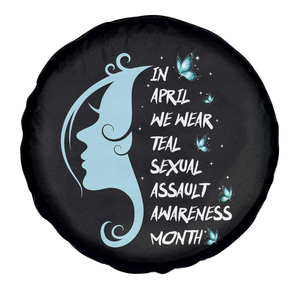 Sexual Assault Awareness Month Spare Tire Cover In April We Wear Teal Ribbon TS14 Print Your Wear