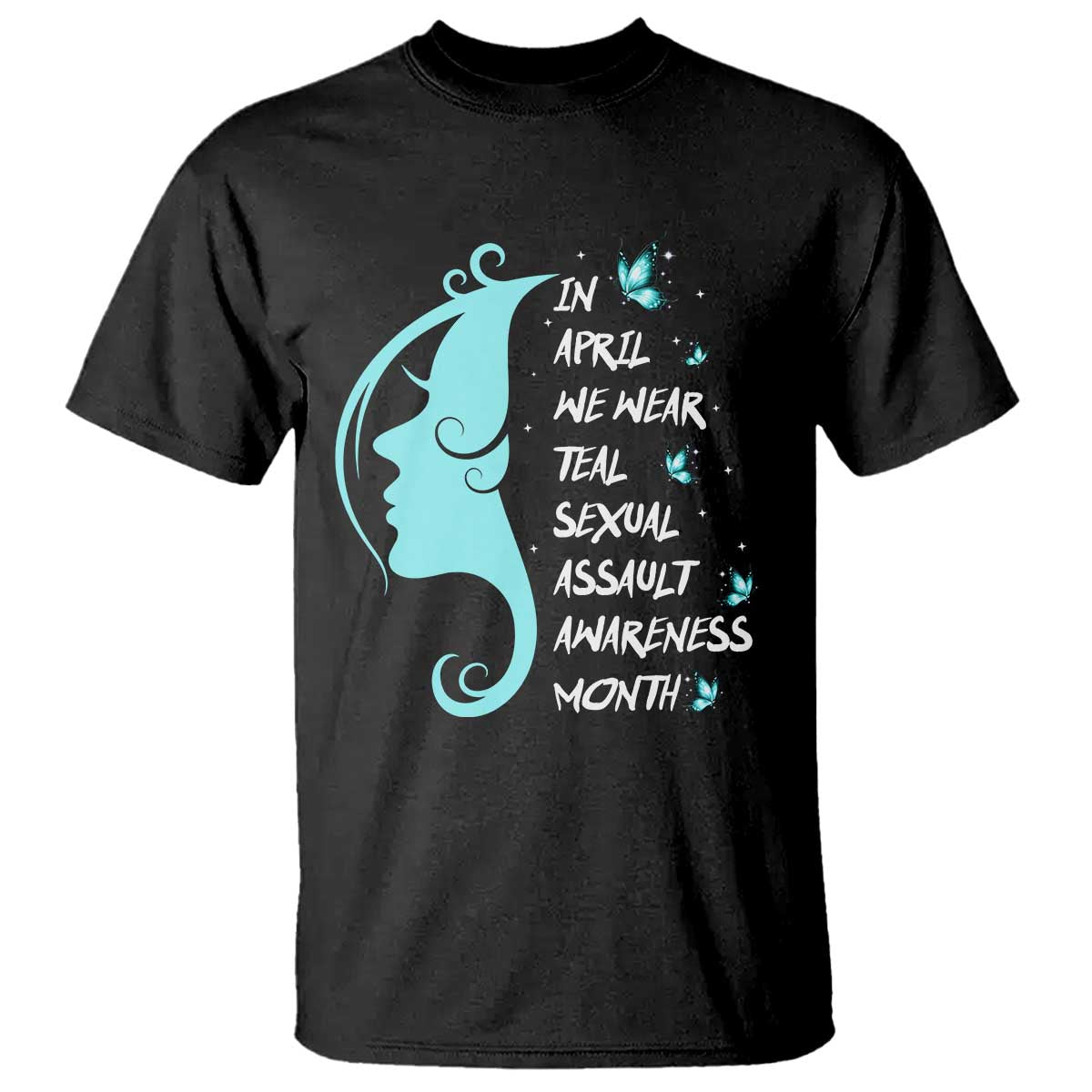 Sexual Assault Awareness Month T Shirt In April We Wear Teal Ribbon TS14 Black Print Your Wear