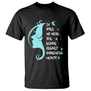 Sexual Assault Awareness Month T Shirt In April We Wear Teal Ribbon TS14 Black Print Your Wear