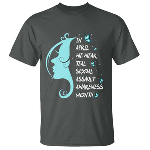 Sexual Assault Awareness Month T Shirt In April We Wear Teal Ribbon TS14 Dark Heather Print Your Wear