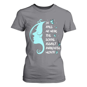 Sexual Assault Awareness Month T Shirt For Women In April We Wear Teal Ribbon TS14 Charcoal Print Your Wear
