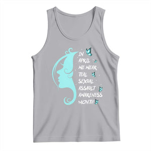 Sexual Assault Awareness Month Tank Top In April We Wear Teal Ribbon TS14 Athletic Heather Print Your Wear