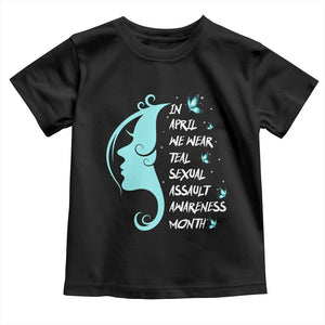 Sexual Assault Awareness Month Toddler T Shirt In April We Wear Teal Ribbon TS14 Black Print Your Wear