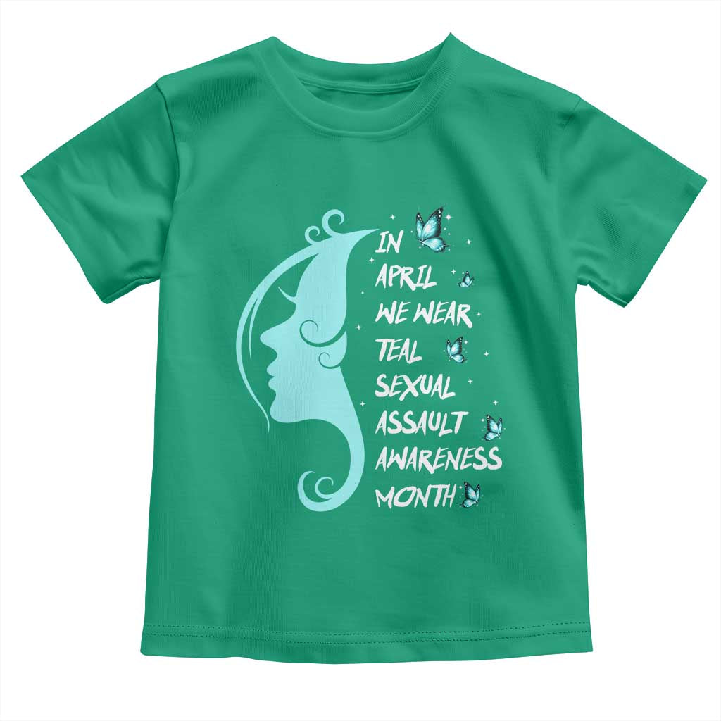 Sexual Assault Awareness Month Toddler T Shirt In April We Wear Teal Ribbon TS14 Irish Green Print Your Wear