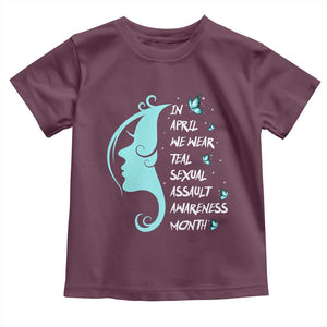 Sexual Assault Awareness Month Toddler T Shirt In April We Wear Teal Ribbon TS14 Maroon Print Your Wear