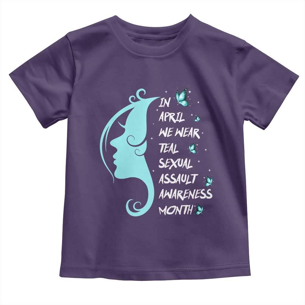 Sexual Assault Awareness Month Toddler T Shirt In April We Wear Teal Ribbon TS14 Purple Print Your Wear