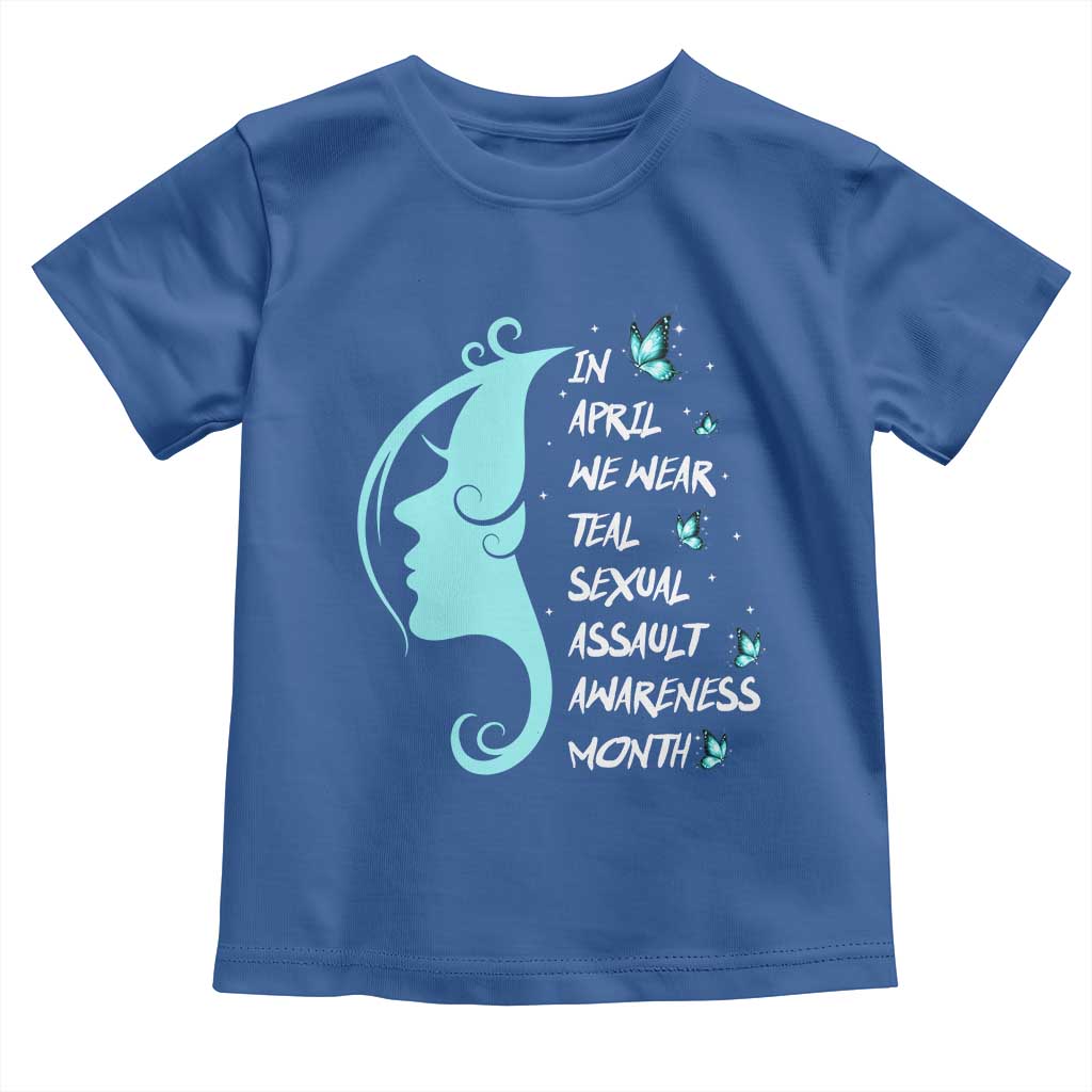 Sexual Assault Awareness Month Toddler T Shirt In April We Wear Teal Ribbon TS14 Royal Blue Print Your Wear