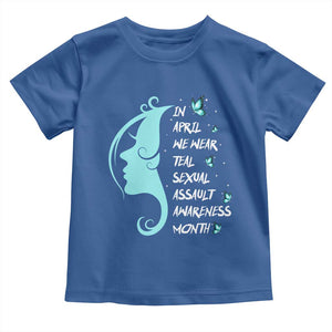 Sexual Assault Awareness Month Toddler T Shirt In April We Wear Teal Ribbon TS14 Royal Blue Print Your Wear