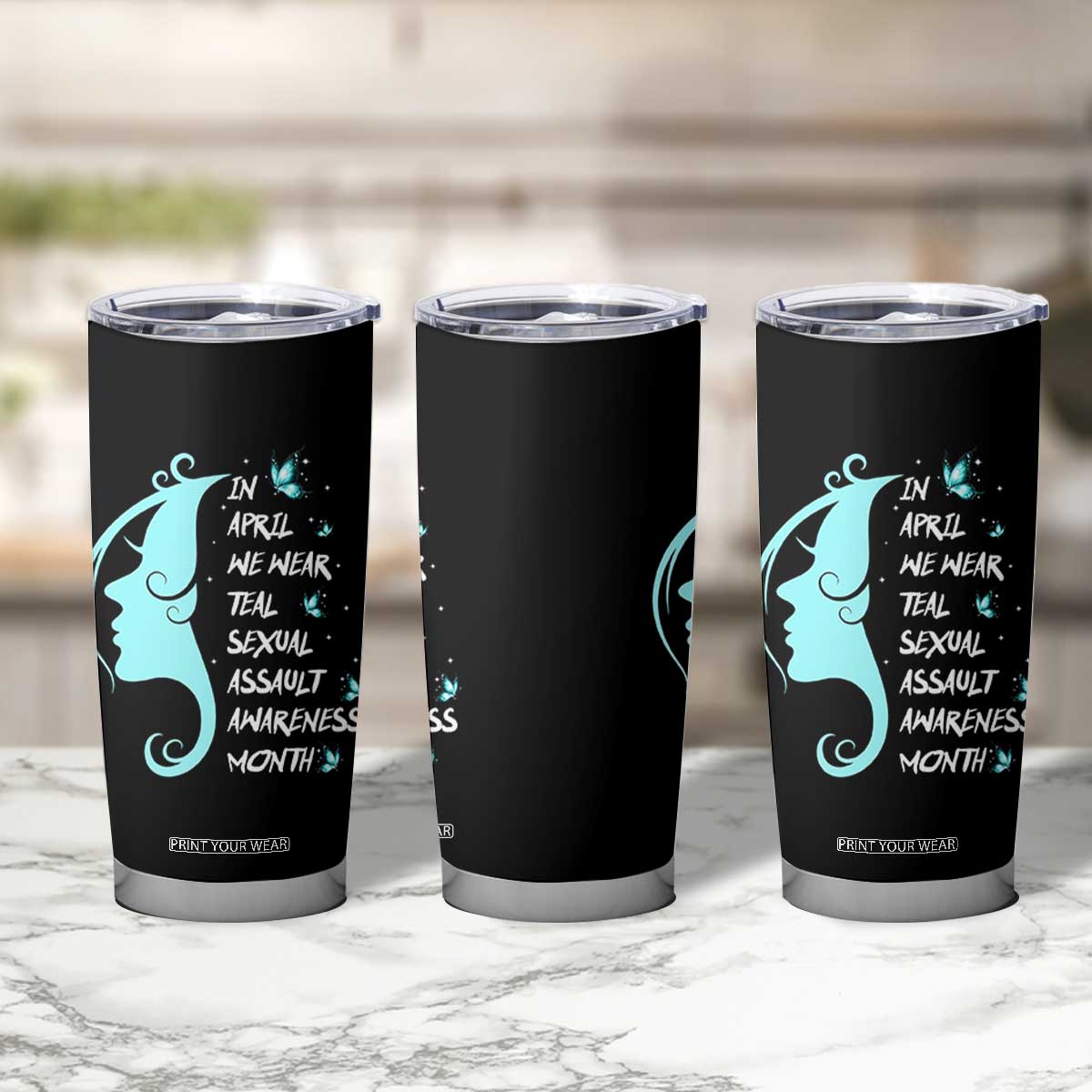Sexual Assault Awareness Month Tumbler Cup In April We Wear Teal Ribbon TS14 Print Your Wear