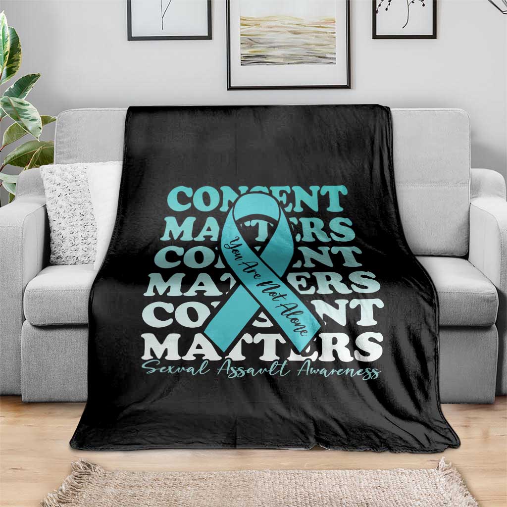 Sexual Assault Awareness Month Throw Blanket Teal Ribbon Consent Matters You Are Not Alone TS14 Print Your Wear