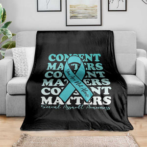 Sexual Assault Awareness Month Throw Blanket Teal Ribbon Consent Matters You Are Not Alone TS14 Print Your Wear