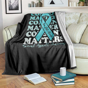 Sexual Assault Awareness Month Throw Blanket Teal Ribbon Consent Matters You Are Not Alone TS14 Print Your Wear