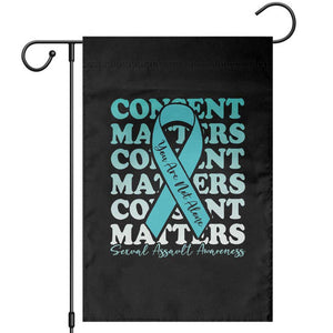 Sexual Assault Awareness Month Garden Flag Teal Ribbon Consent Matters You Are Not Alone TS14 Black Print Your Wear