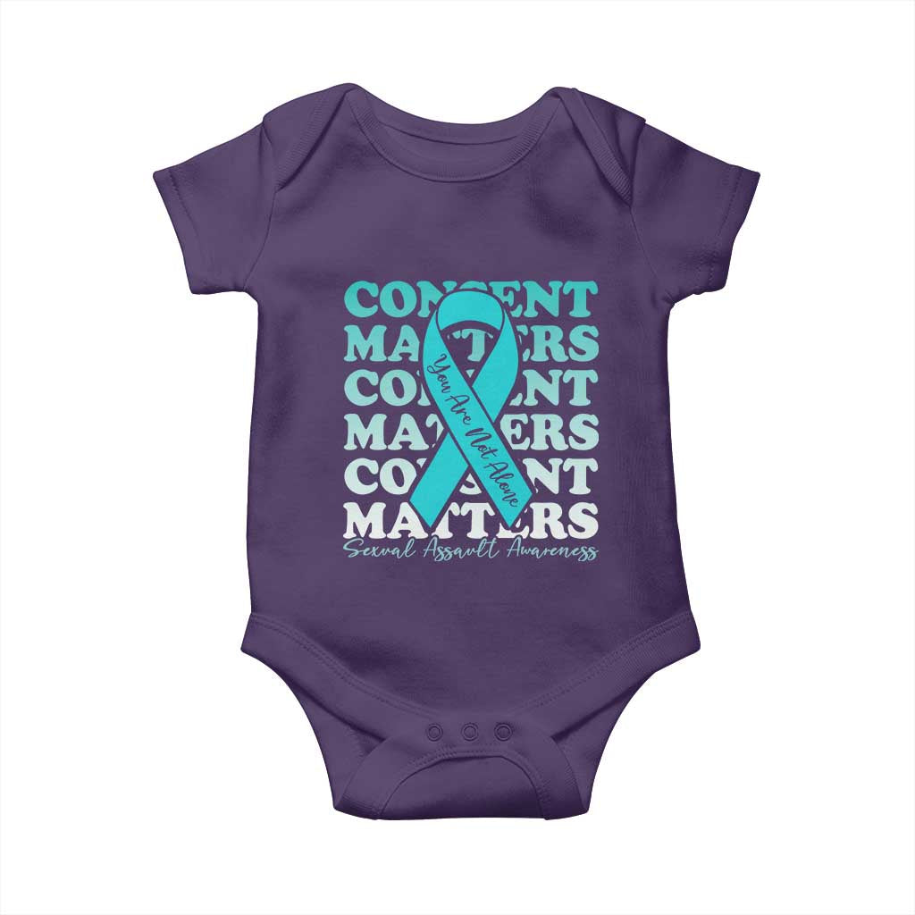 Sexual Assault Awareness Month Baby Onesie Teal Ribbon Consent Matters You Are Not Alone TS14 Purple Print Your Wear