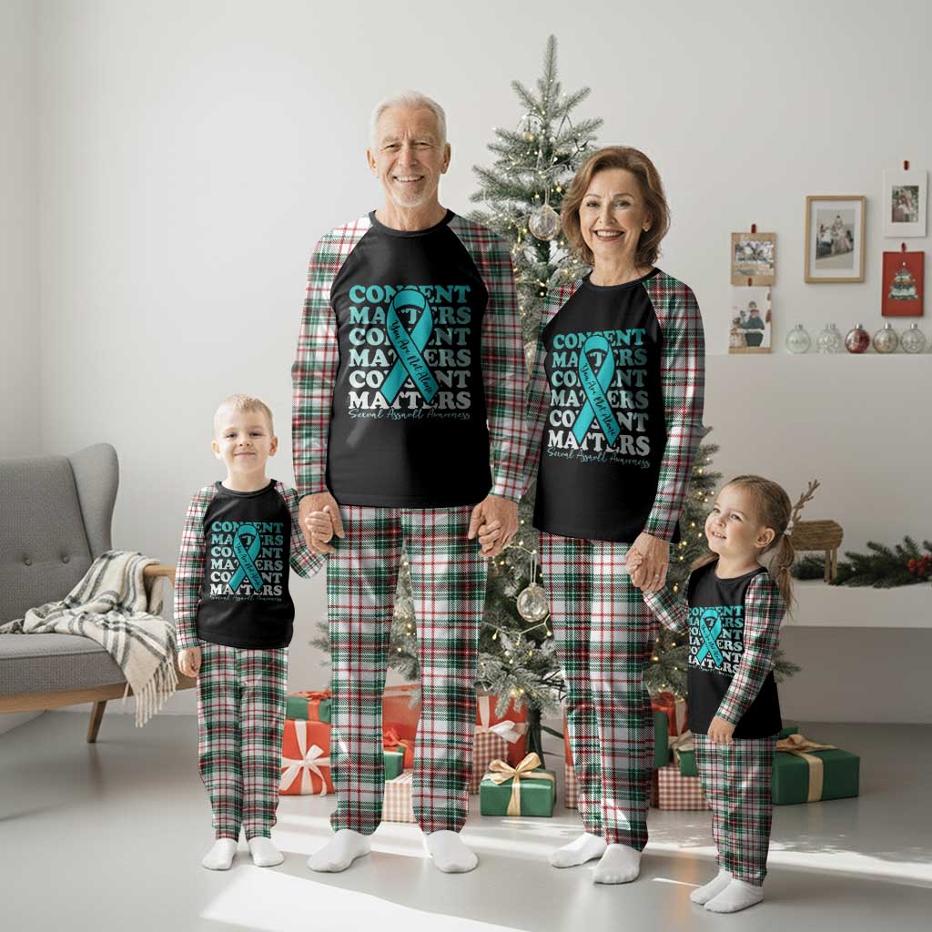 Sexual Assault Awareness Month Plaid Pajama Set Teal Ribbon Consent Matters You Are Not Alone TS14 Christmas Plaid Print Your Wear