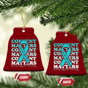 Sexual Assault Awareness Month Ceramic Ornament Teal Ribbon Consent Matters You Are Not Alone TS14 Print Your Wear