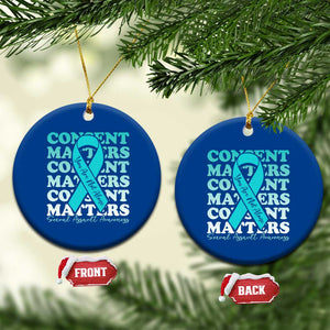 Sexual Assault Awareness Month Ceramic Ornament Teal Ribbon Consent Matters You Are Not Alone TS14 1pc Blue Print Your Wear