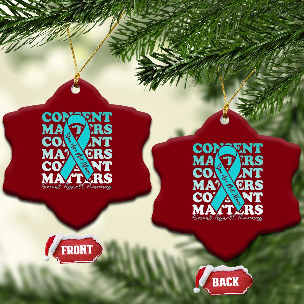 Sexual Assault Awareness Month Ceramic Ornament Teal Ribbon Consent Matters You Are Not Alone TS14 Print Your Wear