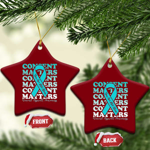 Sexual Assault Awareness Month Ceramic Ornament Teal Ribbon Consent Matters You Are Not Alone TS14 Print Your Wear