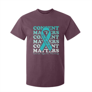 Sexual Assault Awareness Month T Shirt For Kid Teal Ribbon Consent Matters You Are Not Alone TS14 Maroon Print Your Wear