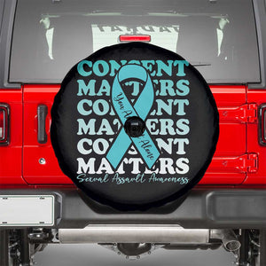 Sexual Assault Awareness Month Spare Tire Cover Teal Ribbon Consent Matters You Are Not Alone TS14 Black Print Your Wear