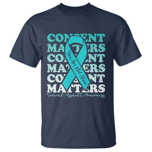 Sexual Assault Awareness Month T Shirt Teal Ribbon Consent Matters You Are Not Alone TS14 Navy Print Your Wear