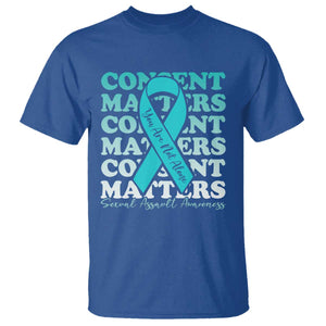 Sexual Assault Awareness Month T Shirt Teal Ribbon Consent Matters You Are Not Alone TS14 Royal Blue Print Your Wear