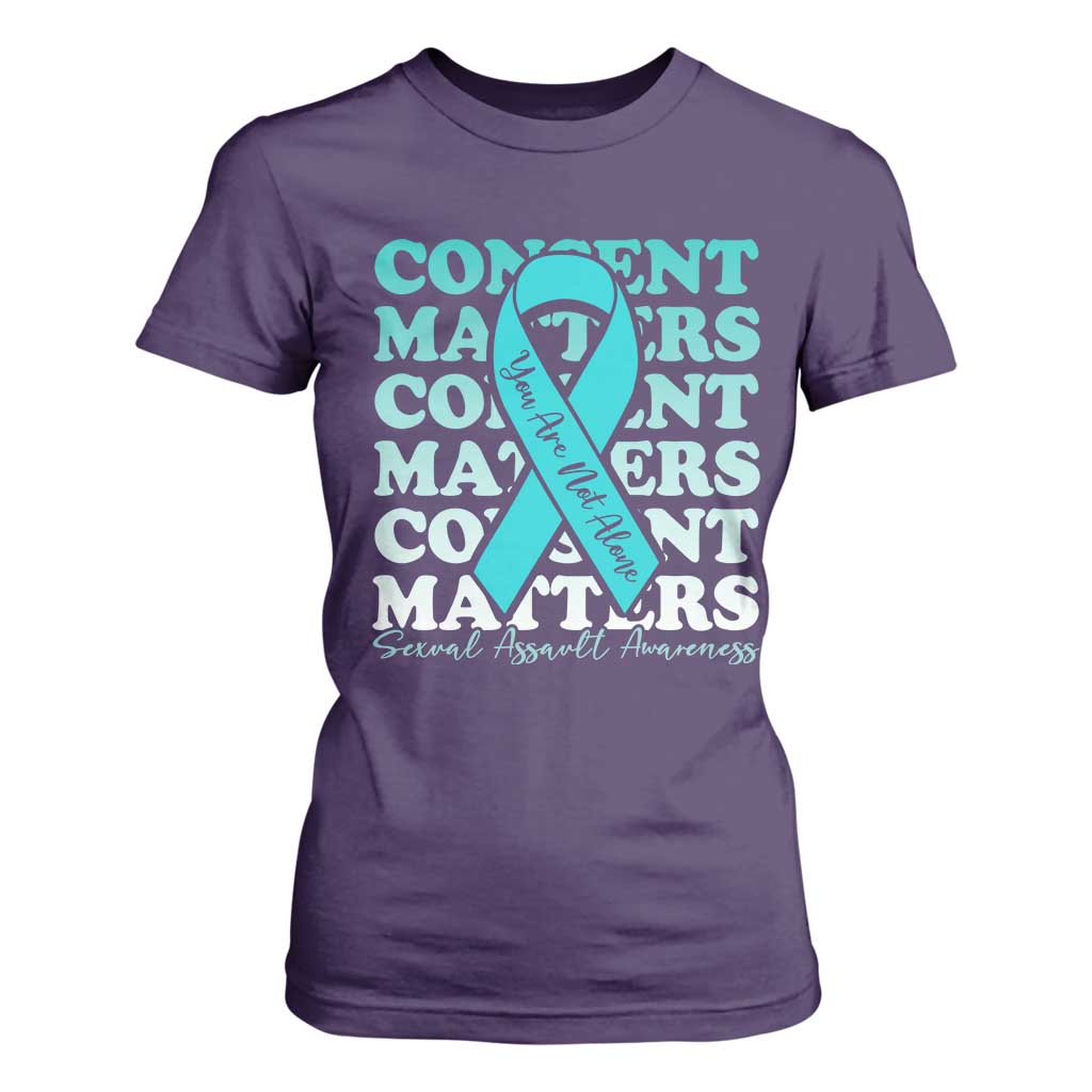 Sexual Assault Awareness Month T Shirt For Women Teal Ribbon Consent Matters You Are Not Alone TS14 Purple Print Your Wear