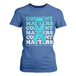 Sexual Assault Awareness Month T Shirt For Women Teal Ribbon Consent Matters You Are Not Alone TS14 Royal Blue Print Your Wear