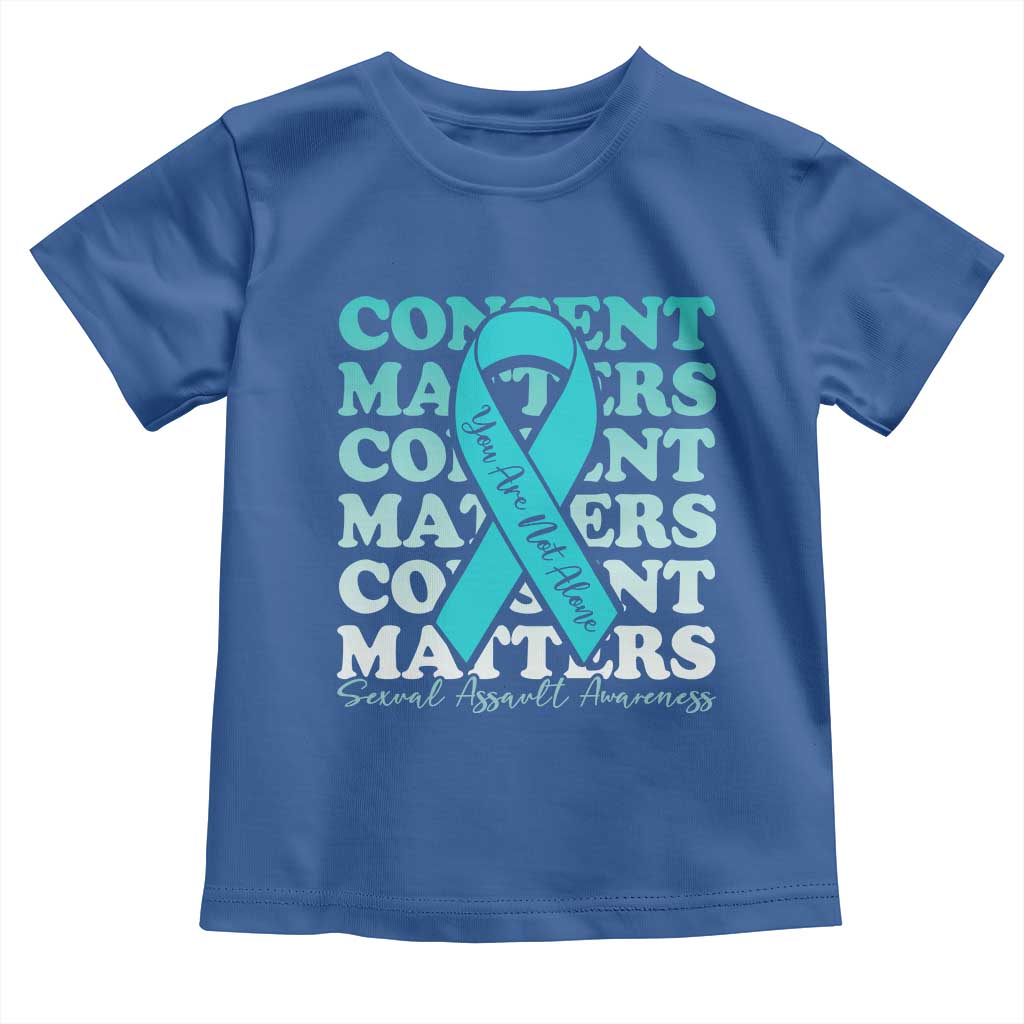 Sexual Assault Awareness Month Toddler T Shirt Teal Ribbon Consent Matters You Are Not Alone TS14 Royal Blue Print Your Wear