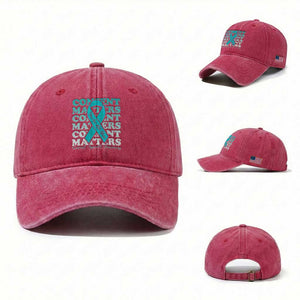 Sexual Assault Awareness Month Washed Cotton Baseball Cap Teal Ribbon Consent Matters You Are Not Alone TS14 Washed Cap Universal Fit Red Print Your Wear