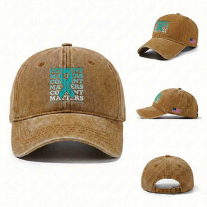 Sexual Assault Awareness Month Washed Cotton Baseball Cap Teal Ribbon Consent Matters You Are Not Alone TS14 Washed Cap Universal Fit Yellow Ochre Print Your Wear