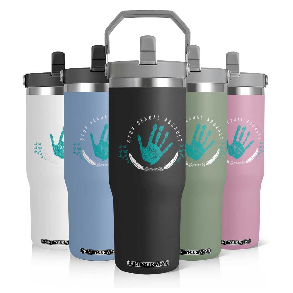 Stop Sexual Assault Awareness Survivor Flip Straw Tumbler TS14 Print Your Wear