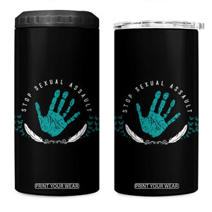 Stop Sexual Assault Awareness Survivor 4 in 1 Can Cooler Tumbler TS14 One Size: 16 oz Black Print Your Wear