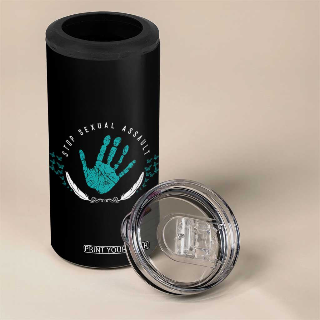 Stop Sexual Assault Awareness Survivor 4 in 1 Can Cooler Tumbler TS14 Print Your Wear