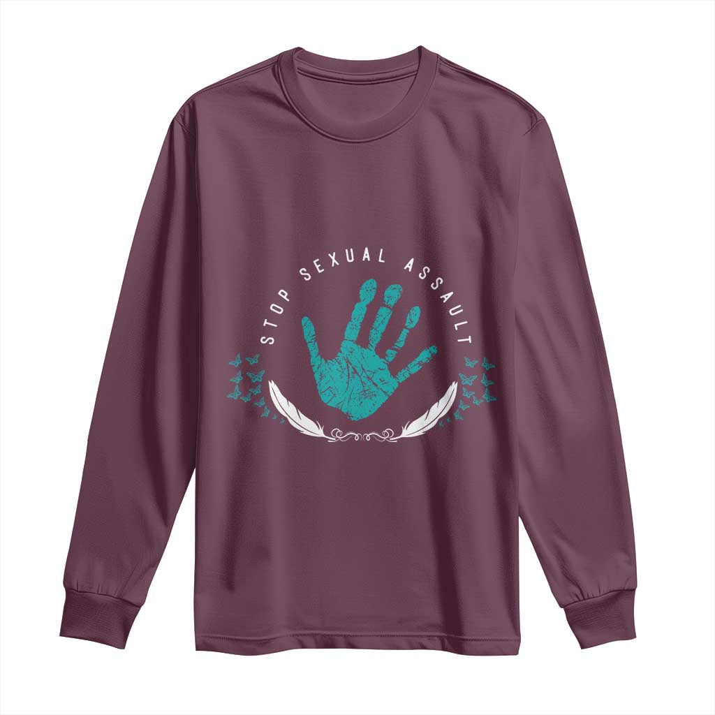 Stop Sexual Assault Awareness Survivor Long Sleeve Shirt TS14 Maroon Print Your Wear