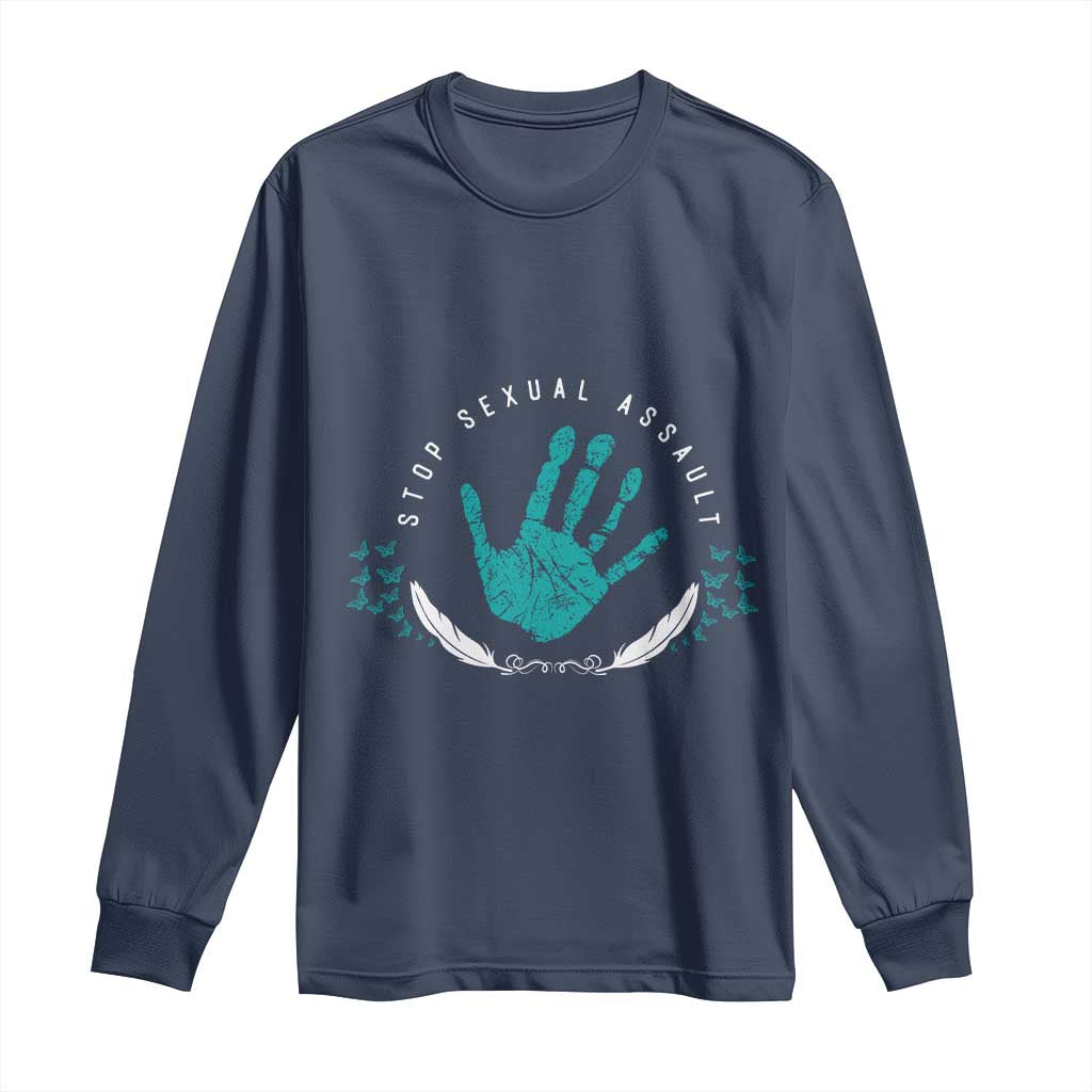 Stop Sexual Assault Awareness Survivor Long Sleeve Shirt TS14 Navy Print Your Wear