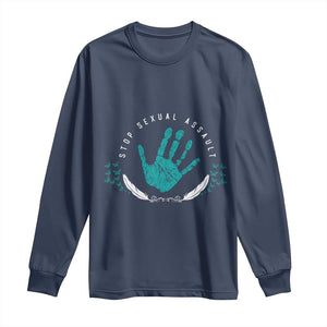 Stop Sexual Assault Awareness Survivor Long Sleeve Shirt TS14 Navy Print Your Wear