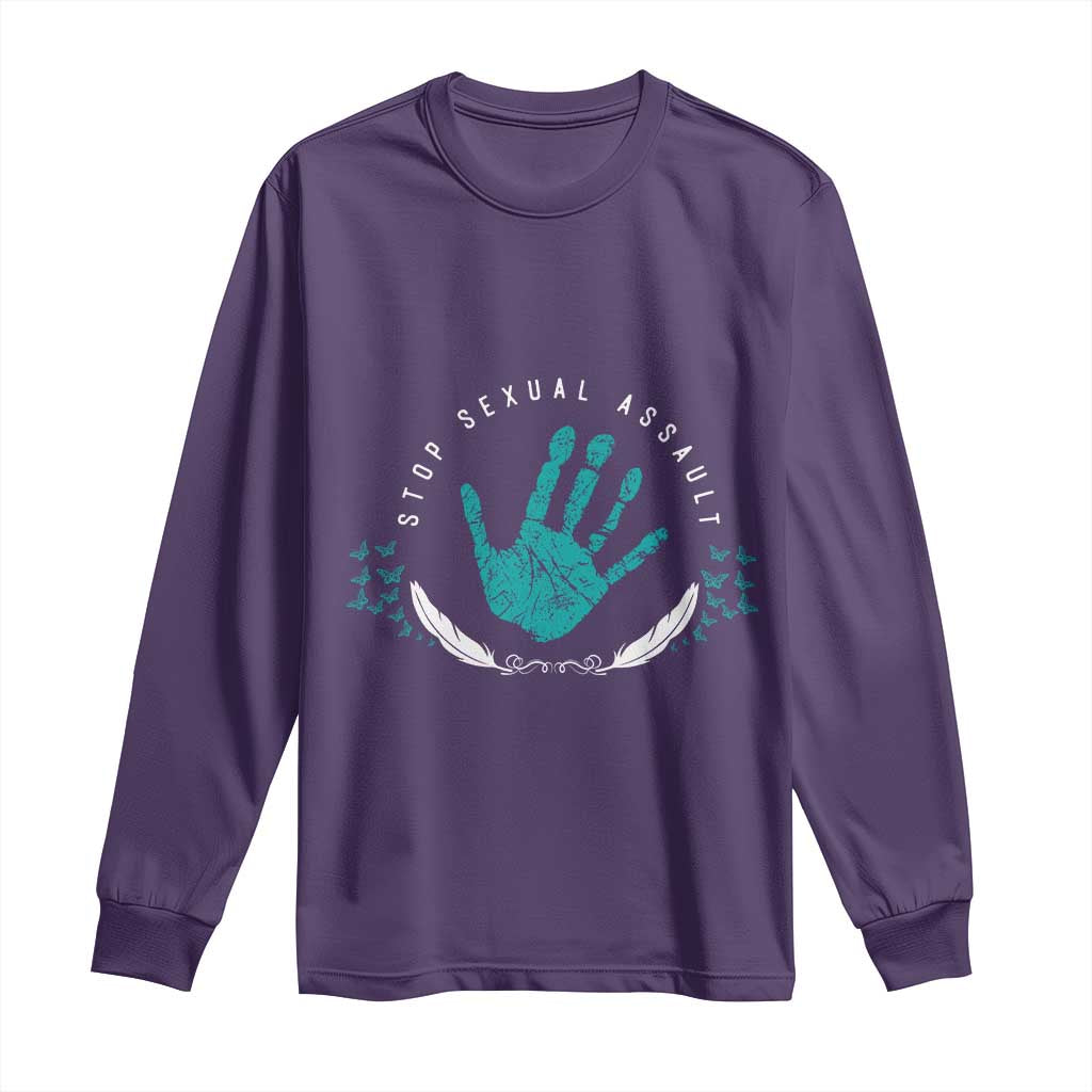 Stop Sexual Assault Awareness Survivor Long Sleeve Shirt TS14 Purple Print Your Wear