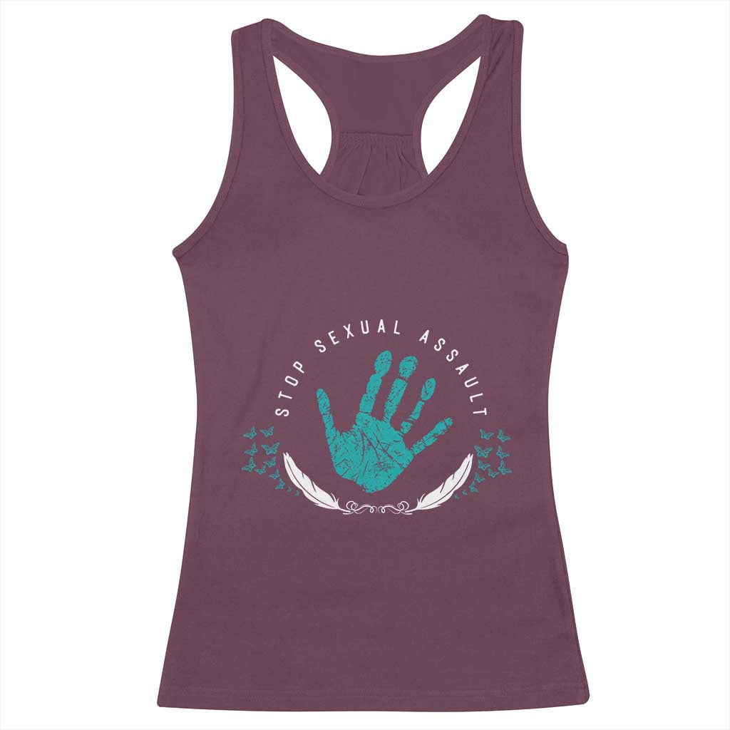 Stop Sexual Assault Awareness Survivor Racerback Tank Top TS14 Maroon Print Your Wear