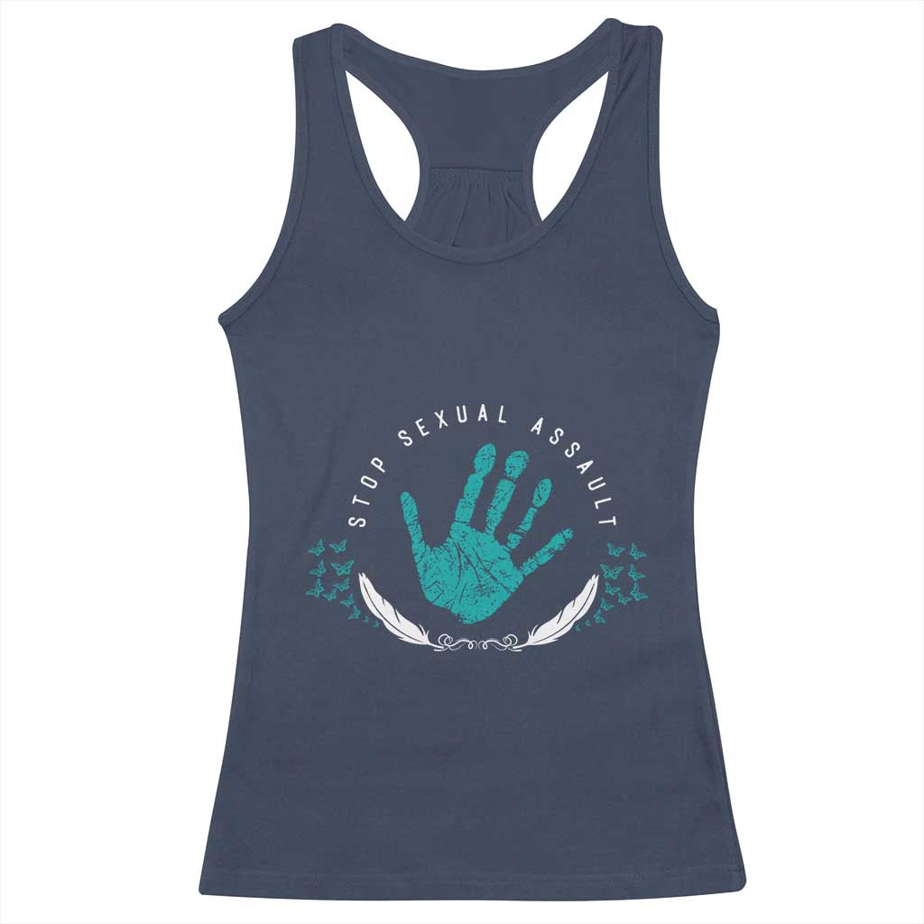 Stop Sexual Assault Awareness Survivor Racerback Tank Top TS14 Navy Print Your Wear