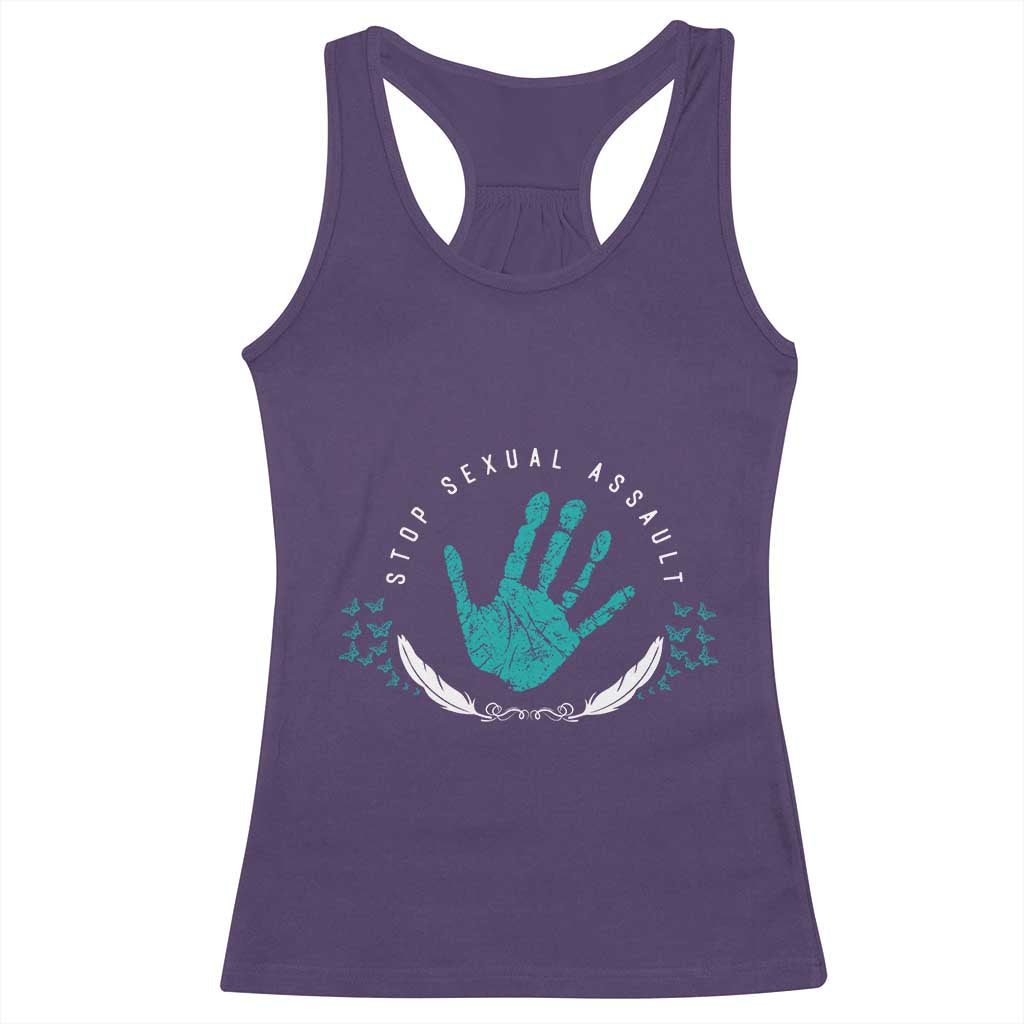 Stop Sexual Assault Awareness Survivor Racerback Tank Top TS14 Purple Print Your Wear