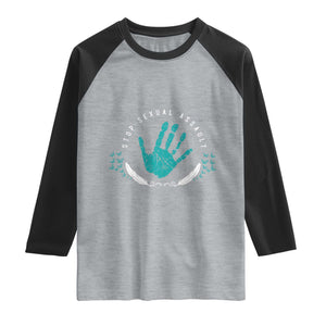 Stop Sexual Assault Awareness Survivor Raglan Shirt TS14 Heather Gray Black Print Your Wear